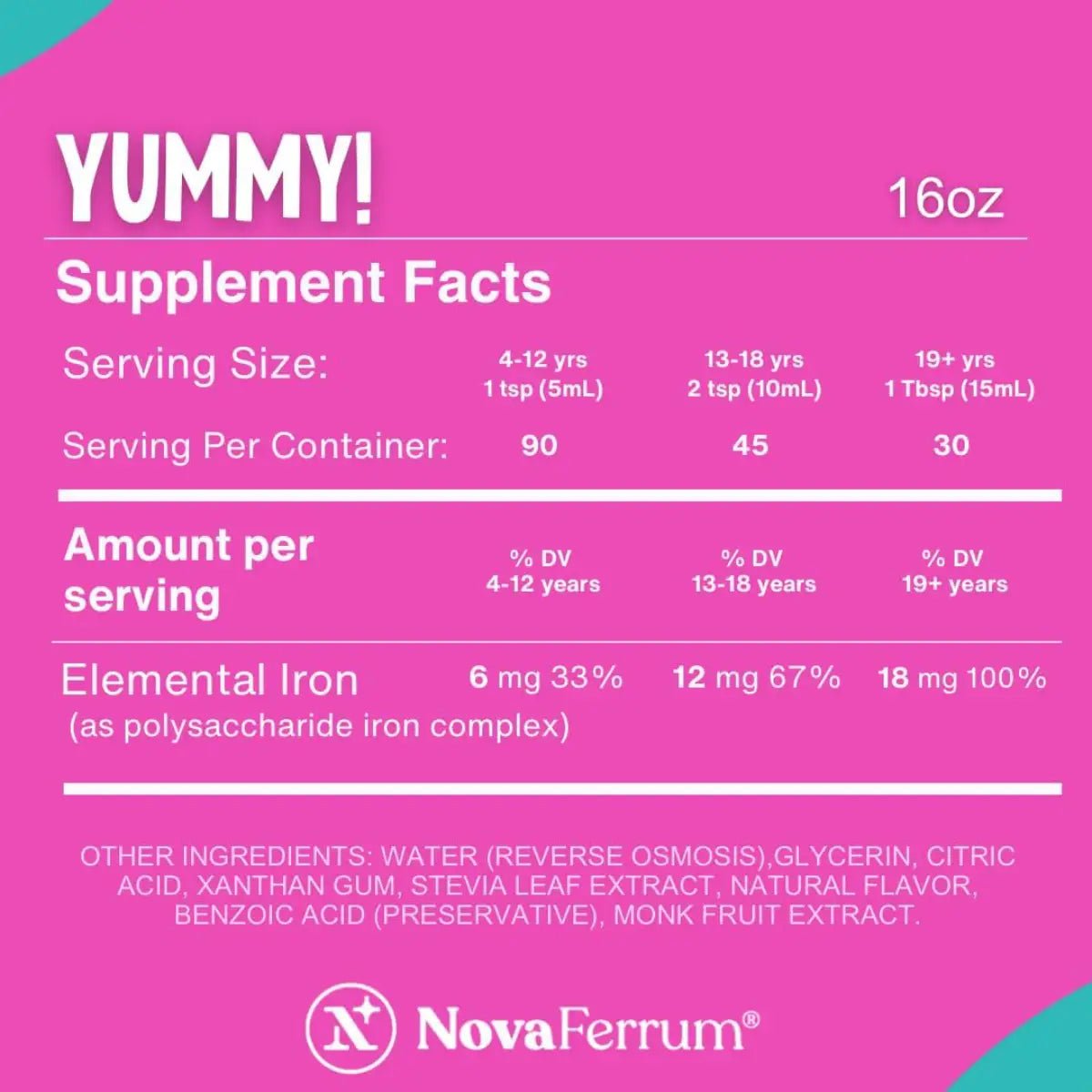 NovaFerrum Yummy! Hierro Líquido 120 ml - Hi Vitamins
