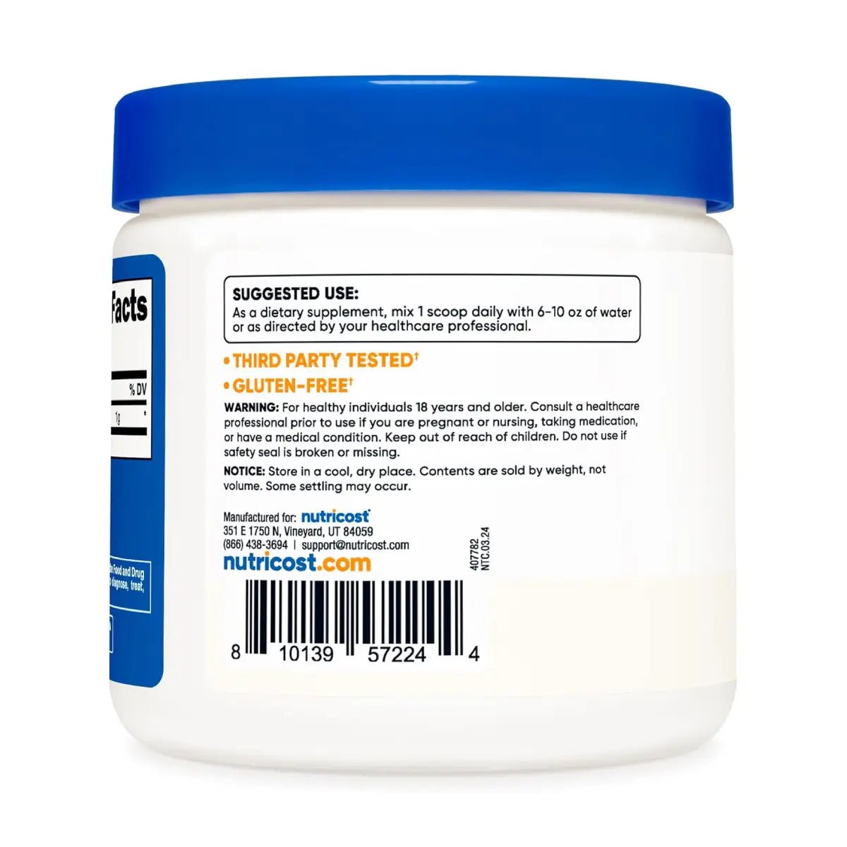 Nutricost L - Tirosina en Polvo 100 g sin sabor – Apoyo cognitivo - Hi Vitamins