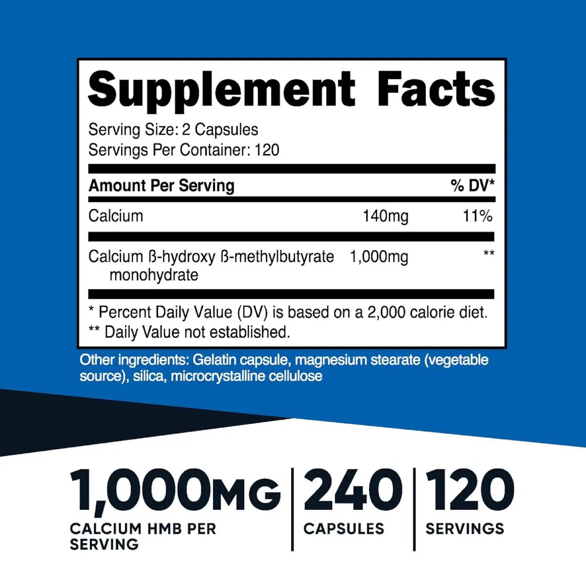 Nutricost® HMB Beta Hidroxi Beta Metilbutirato 1000 mg 240 Cápsulas - Hi Vitamins