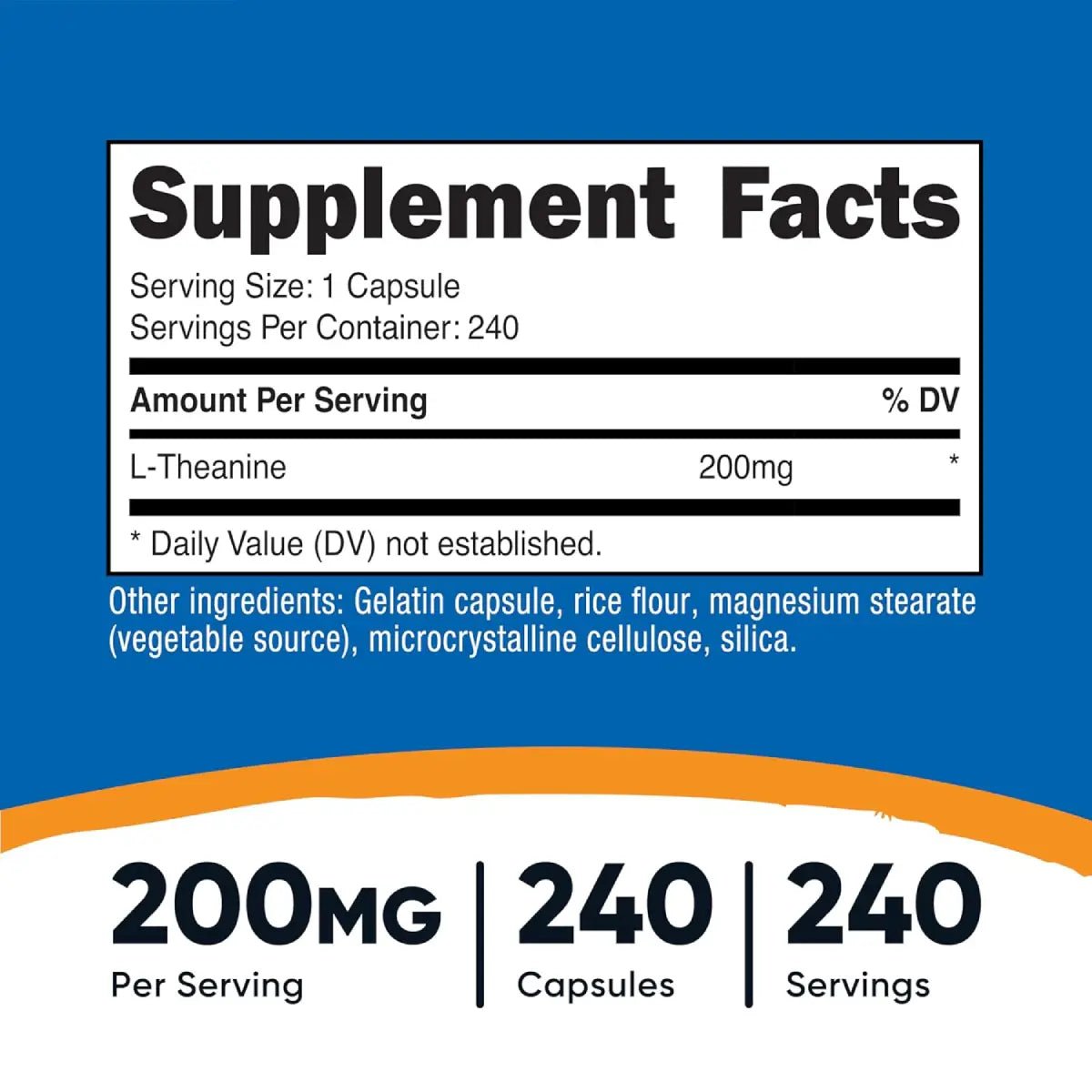 Nutricost® L - Teanina (L - Theanine) 200 mg 240 Cápsulas - Hi Vitamins