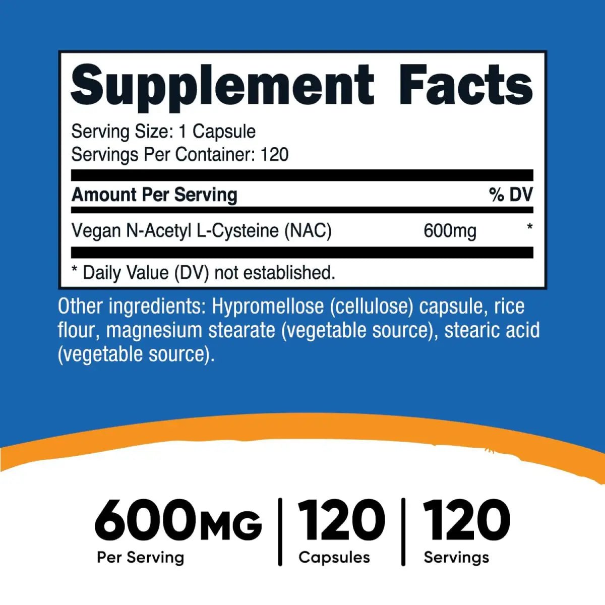 Nutricost® N - Acetil L - Cisteína (NAC) 600 mg 120 Cápsulas - Hi Vitamins