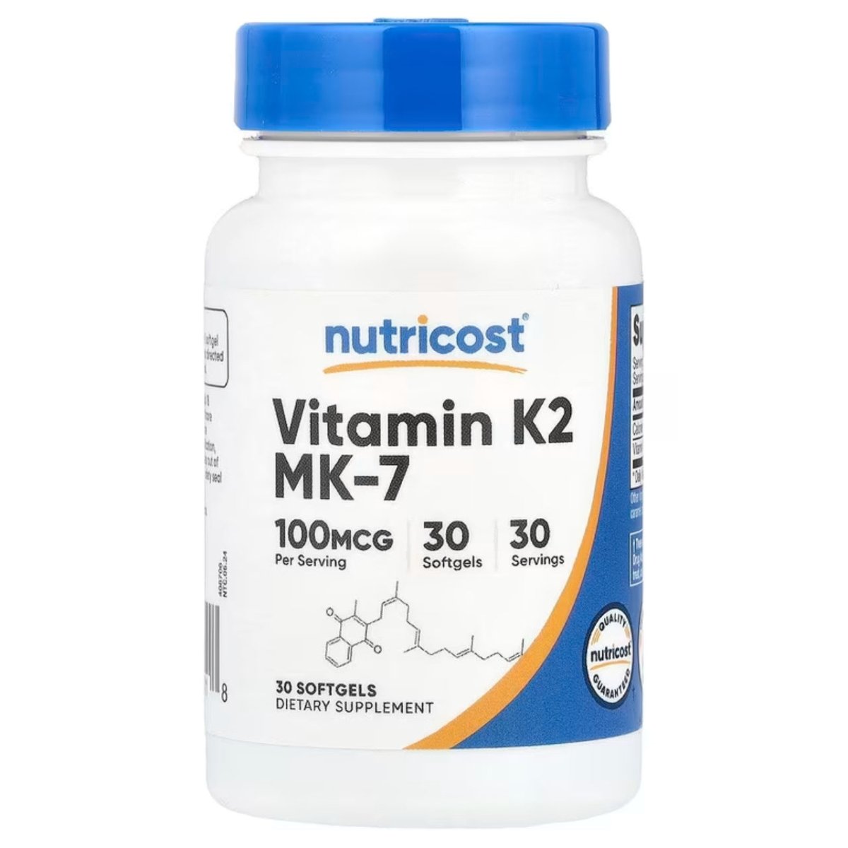 Nutricost Vitamina K2 Mk - 7 100 Mcg 30 Softgels 30 Servings - Hi Vitamins