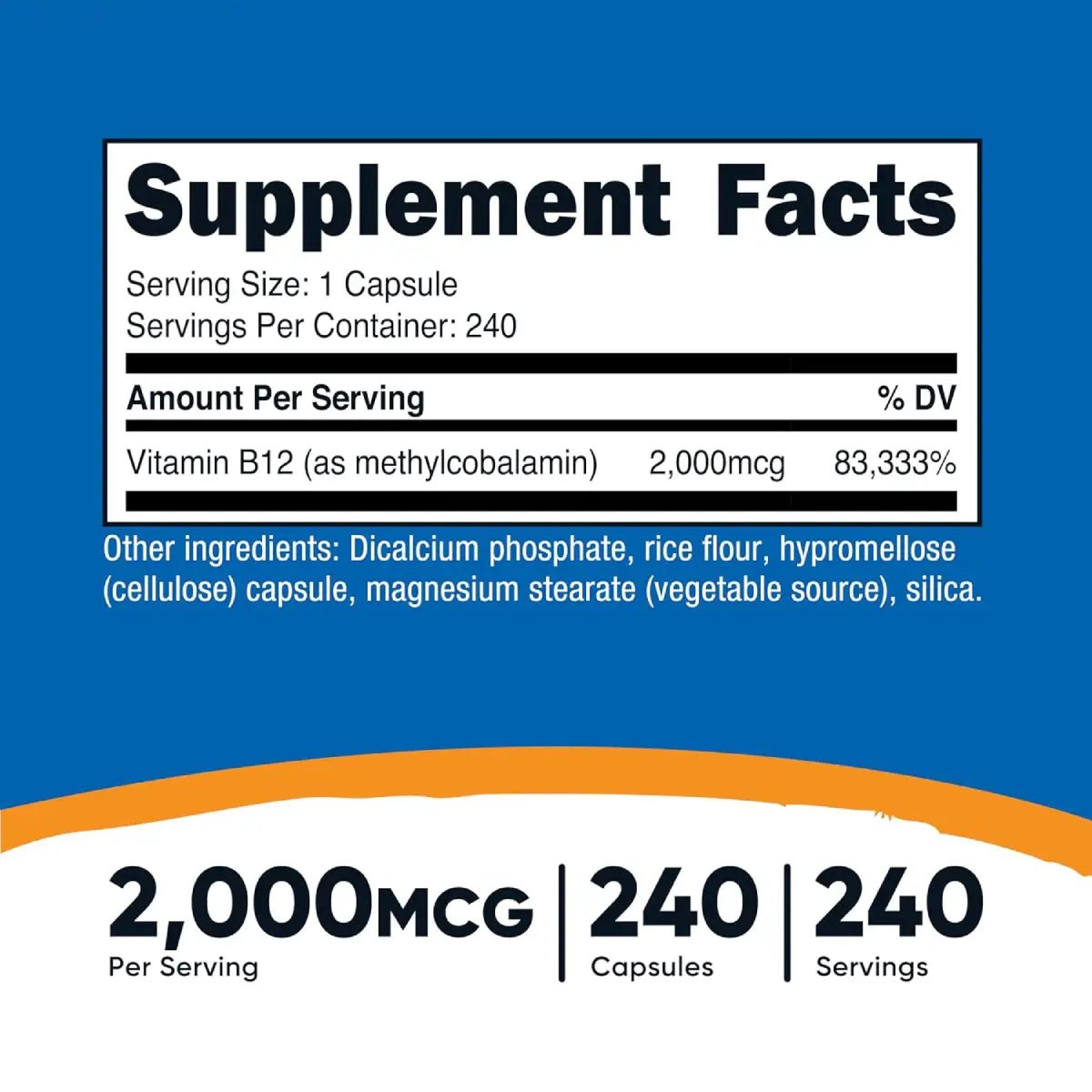 Nutricost® Vitamina B12 2000 mcg 240 Cápsulas - Hi Vitamins