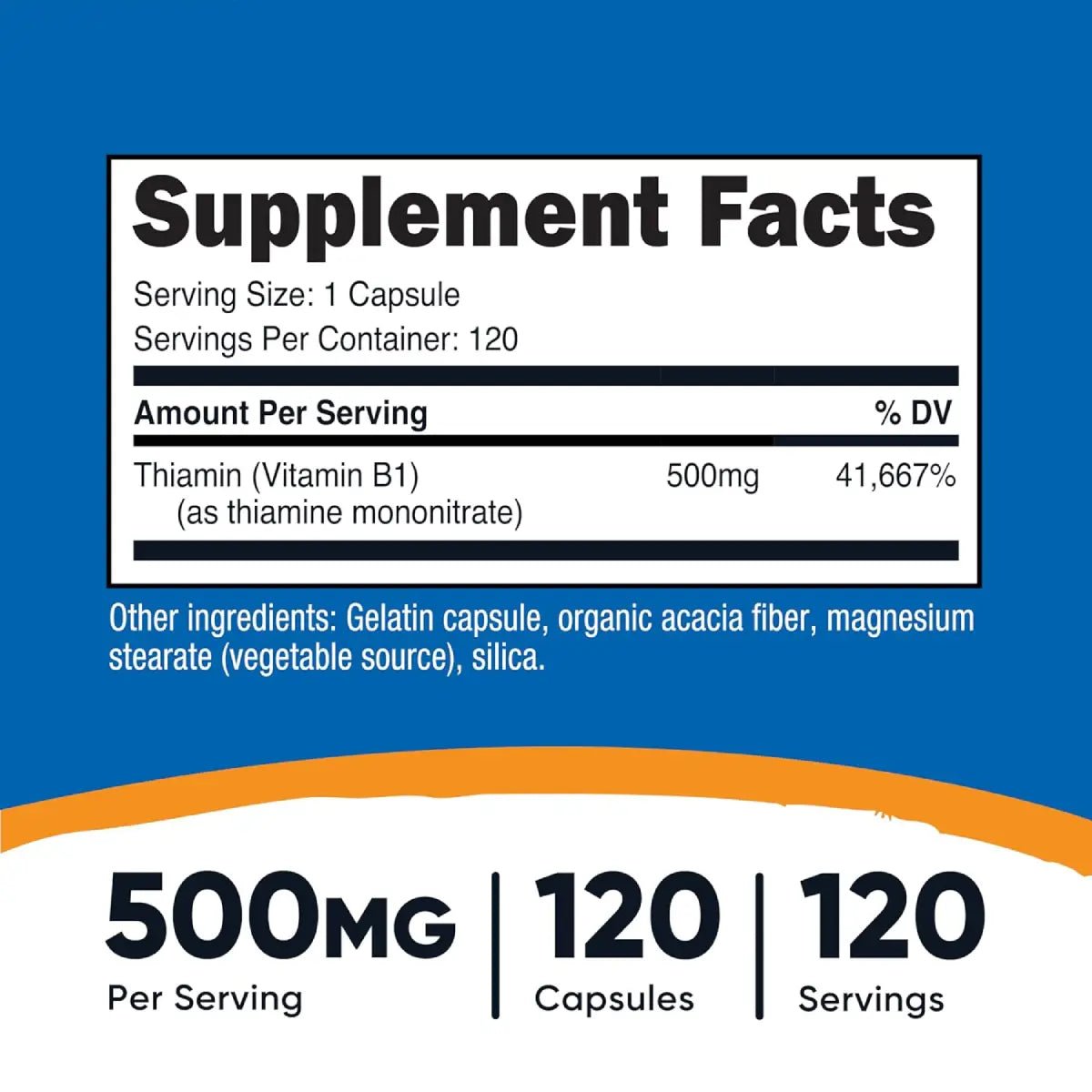 Nutricost® Vitamina B1 (Tiamina Mononitrato) 500 mg | 120 Cápsulas - Hi Vitamins