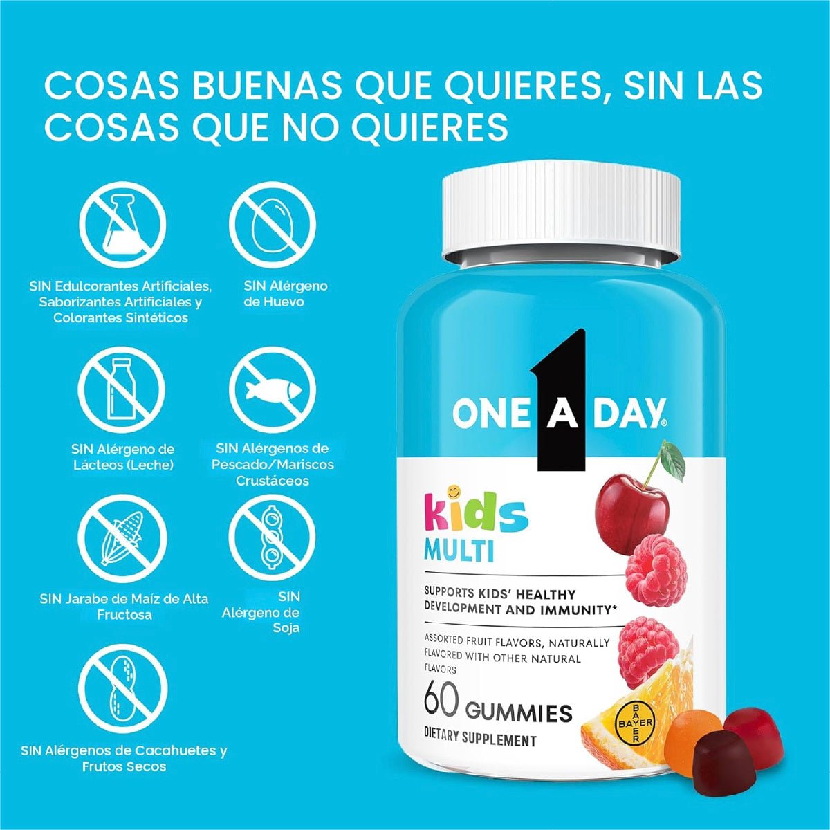 One A Day Multivitamínico Infantil con Vitaminas y Zinc 60 gomitas - Hi Vitamins