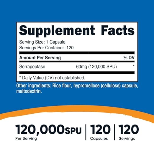 Nutricost® Serrapeptase 120,000 SPU 20mg 120 Cápsulas - Hi Vitamins
