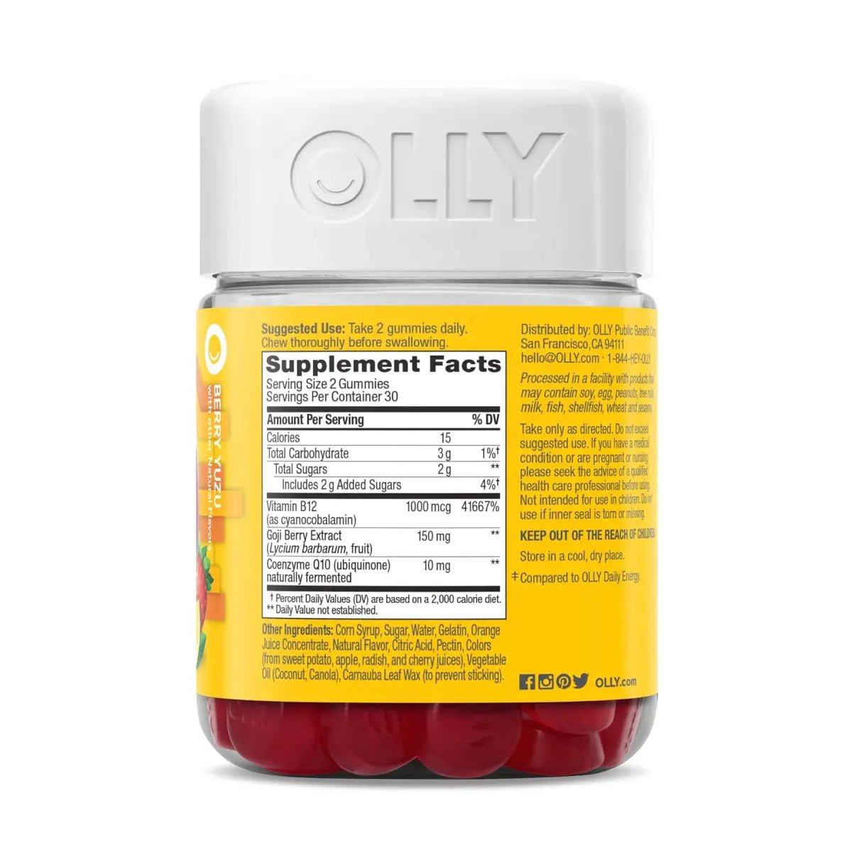 OLLY Extra Strength Energía Diaria 60 Gomitas Berry Yuzu - Hi Vitamins