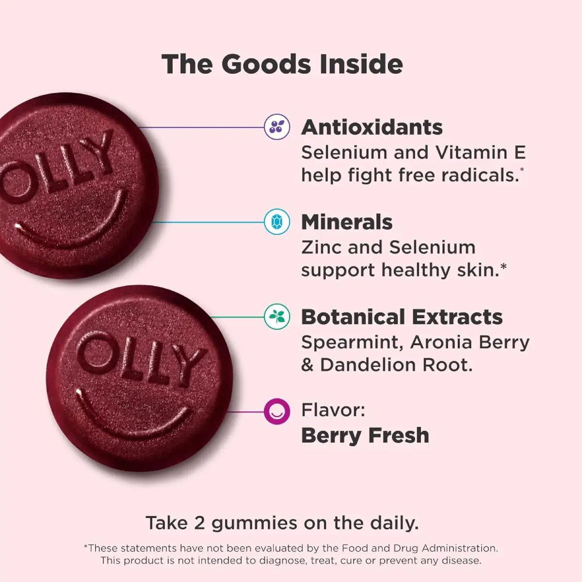 OLLY Flawless Complexion 50 Gomitas Vitaminas para la Piel con Zinc y Antioxidantes - Hi Vitamins