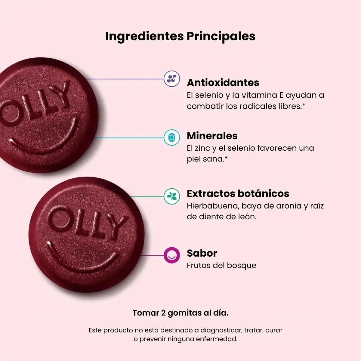 OLLY Flawless Complexion 50 Gomitas Vitaminas para la Piel con Zinc y Antioxidantes - Hi Vitamins