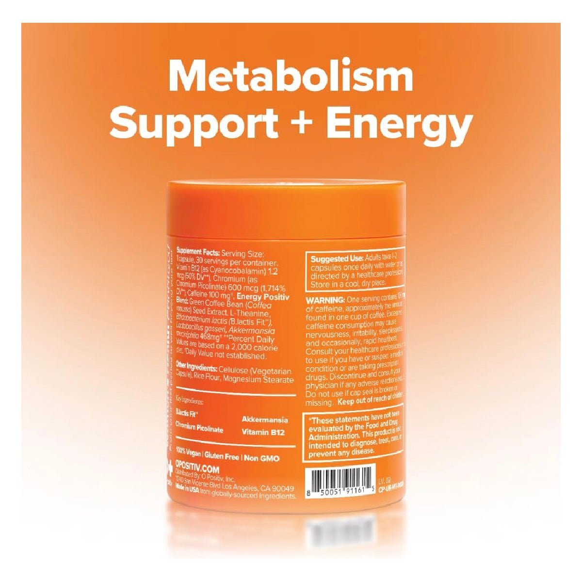 O Positive Health URO Metabolism + Probiotic Support 30 Cápsulas Apoyo Metabolismo, Salud Digestiva y Energía - Hi Vitamins
