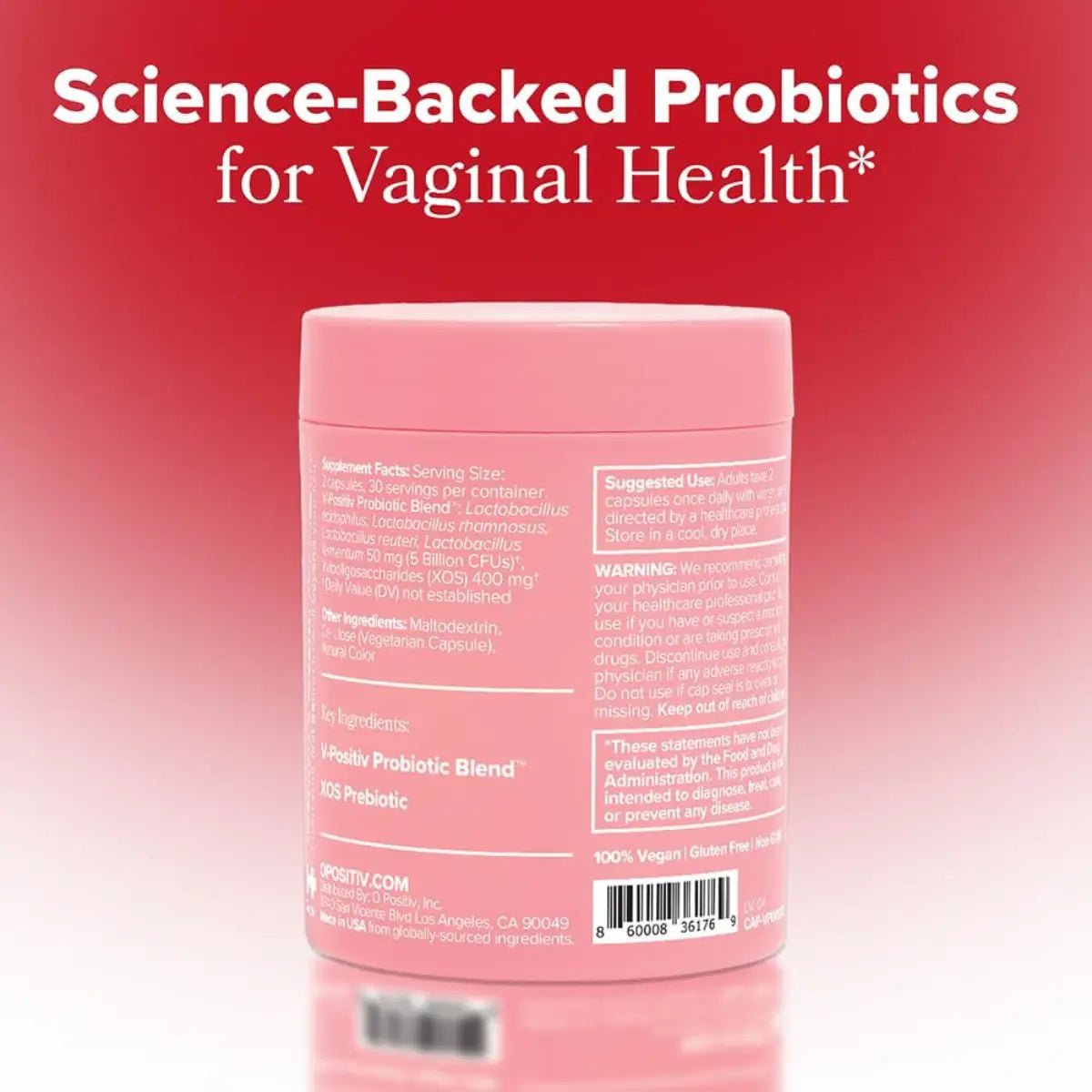 O Positiv Health URO Probiótico vaginal 60 cápsulas - Hi Vitamins