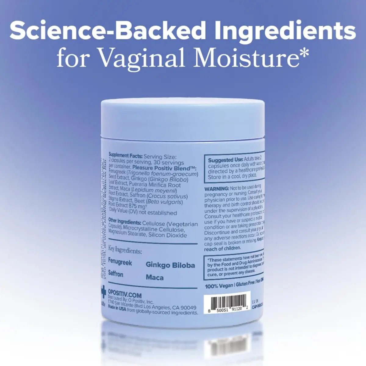 O Positiv Health® Meno Vaginal Moisture 60 Cápsulas - Hi Vitamins