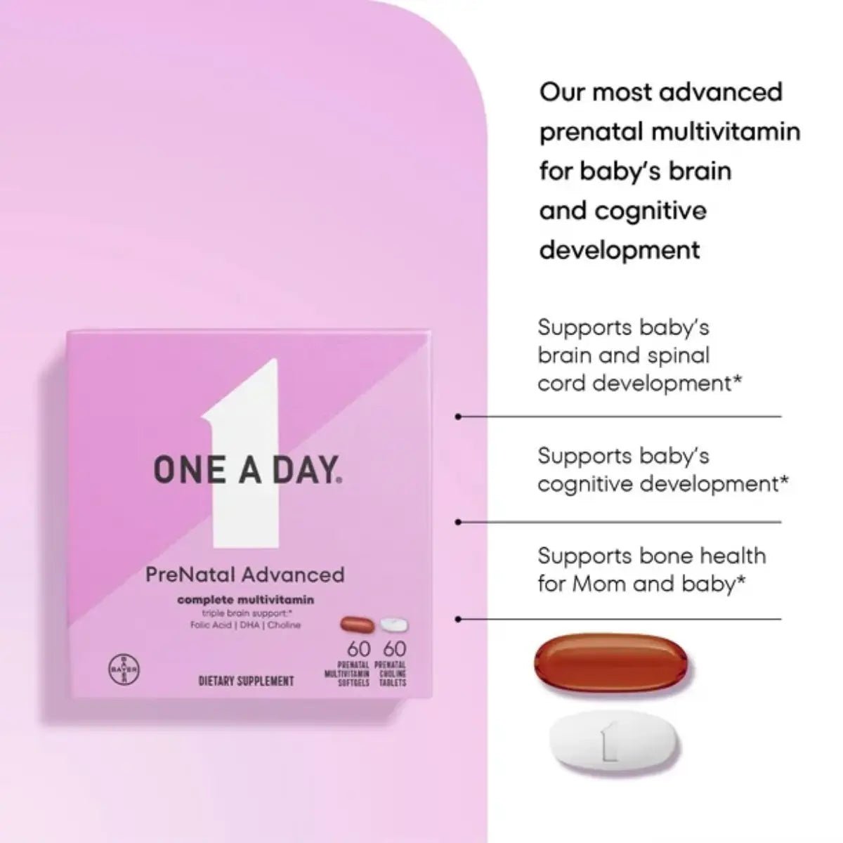 One A Day Multivitamínico Prenatal Avanzado (60 + 60 unidades) - Hi Vitamins