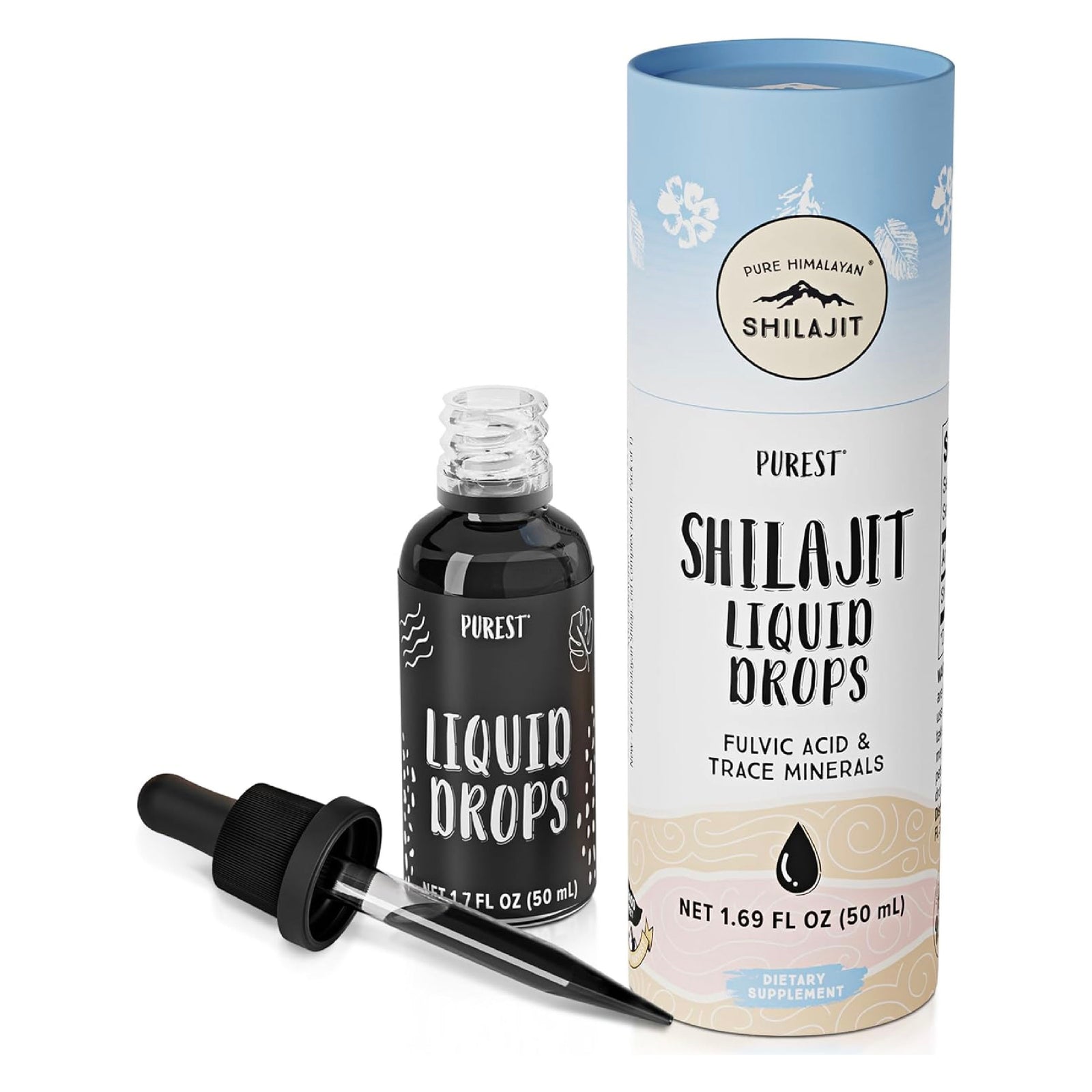 PURE HIMALAYAN Purest Shilajit Liquid Drops 50 ml Ácido Fúlvico y Minerales Traza Apoyo Energía Vitalidad y Bienestar