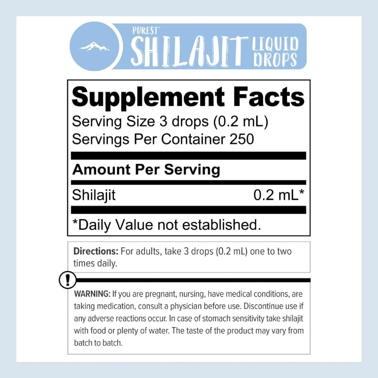 PURE HIMALAYAN Purest Shilajit Liquid Drops 50 ml Ácido Fúlvico y Minerales Traza Apoyo Energía Vitalidad y Bienestar