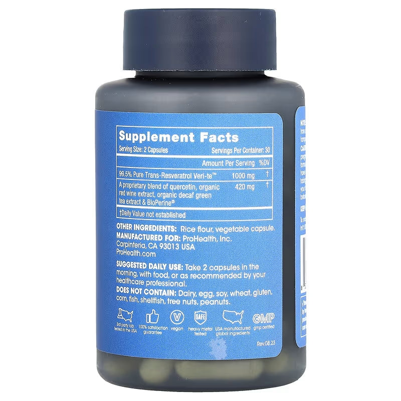 Prohealth Trans-Resveratrol 1000Mg 60 Cápsulas