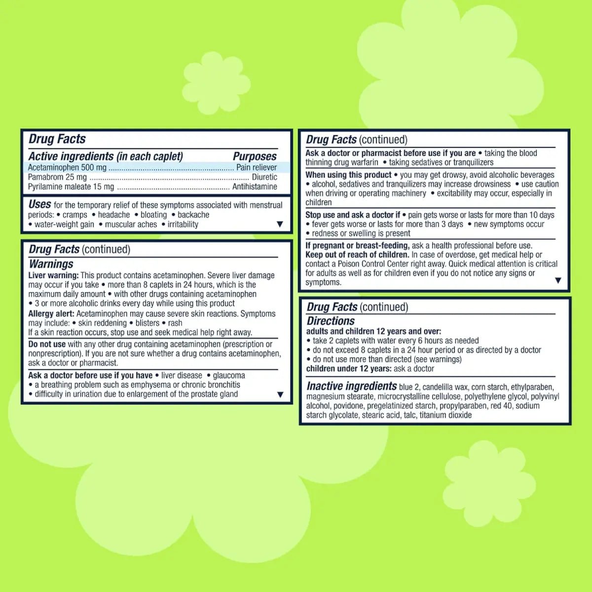 Pamprin® Alivio a Múltiples Síntomas del SPM 40 Comprimidos - Hi Vitamins