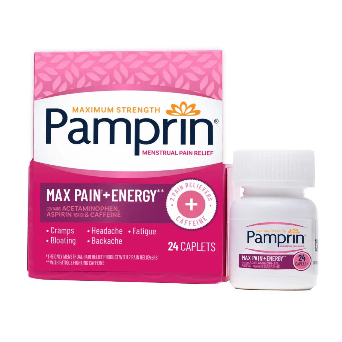 Pamprin® Alivio al Dolor Intenso + Energía 24 Comprimidos - Hi Vitamins