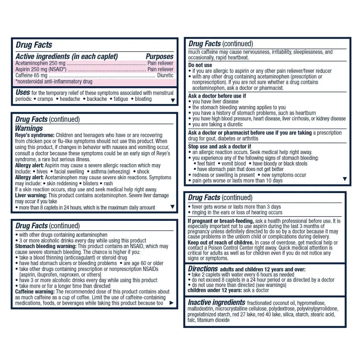 Pamprin® Alivio al Dolor Intenso + Energía 24 Comprimidos - Hi Vitamins