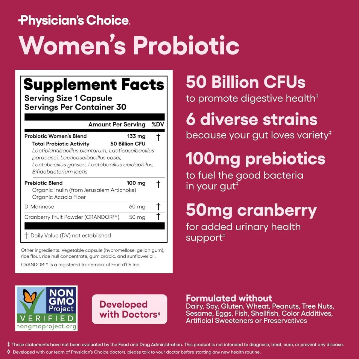 Physician’s Choice Probióticos para Mujeres 50 Billion UFC 30 Cápsulas - Hi Vitamins