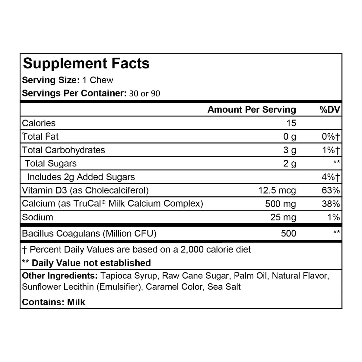 ProCare Health Masticables de Calcio con sabor Caramelo 30 Chews con Vitamina D3 - Hi Vitamins