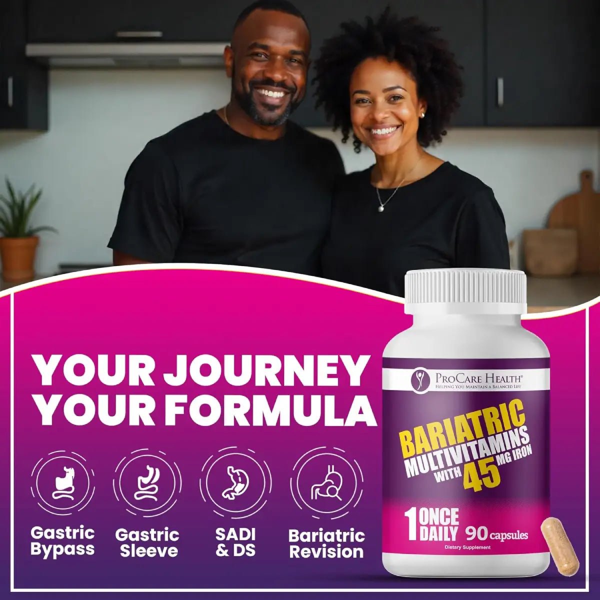 ProCare Health Multivitamínico Bariátrico 45 mg Iron 90 Cápsulas Una Toma Diaria - Hi Vitamins