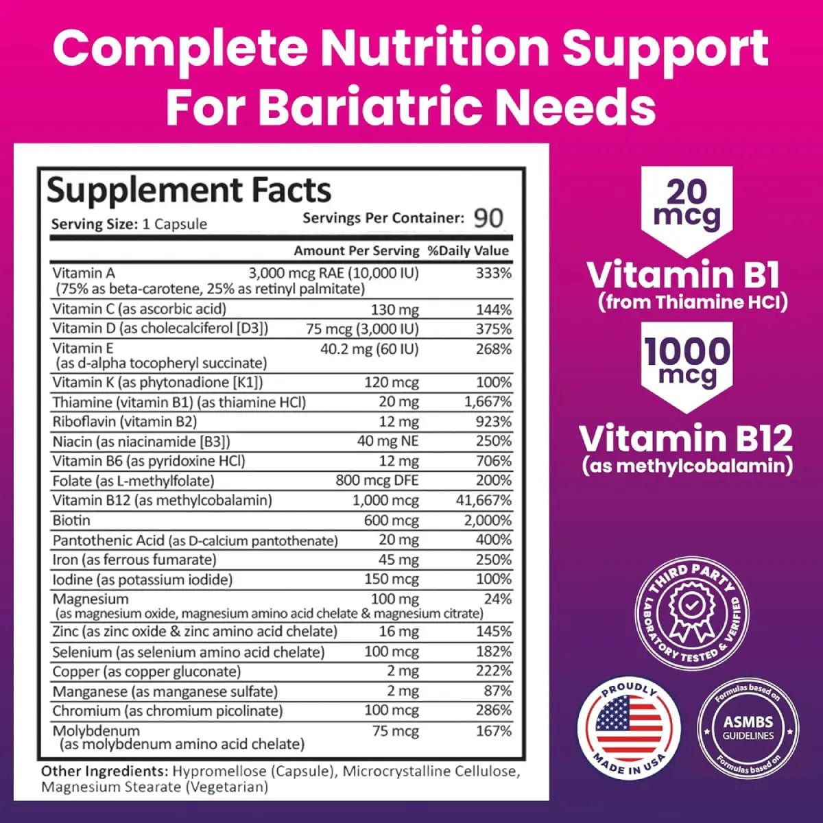 ProCare Health Multivitamínico Bariátrico 45 mg Iron 90 Cápsulas Una Toma Diaria - Hi Vitamins