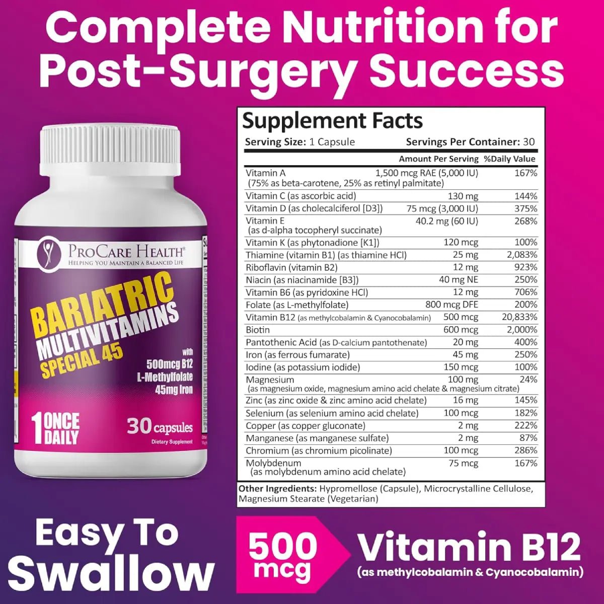 ProCare Health Multivitamínico Special 45mg Iron 30 Cápsulas - Hi Vitamins