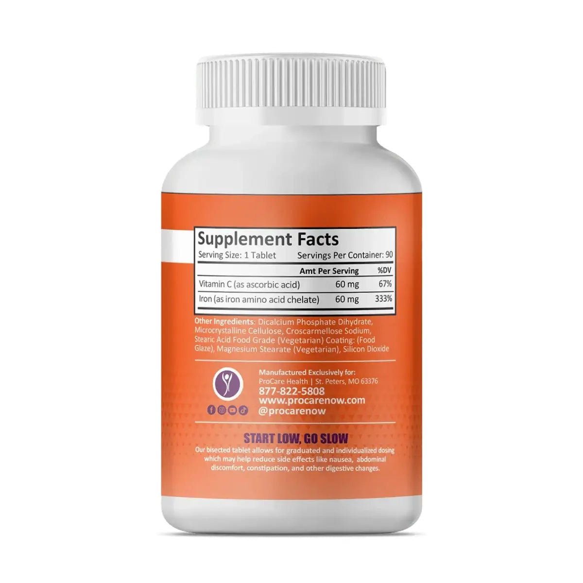 ProCare Health® Hierro 60 mg + Vitamina C 90 Tabletas - Hi Vitamins