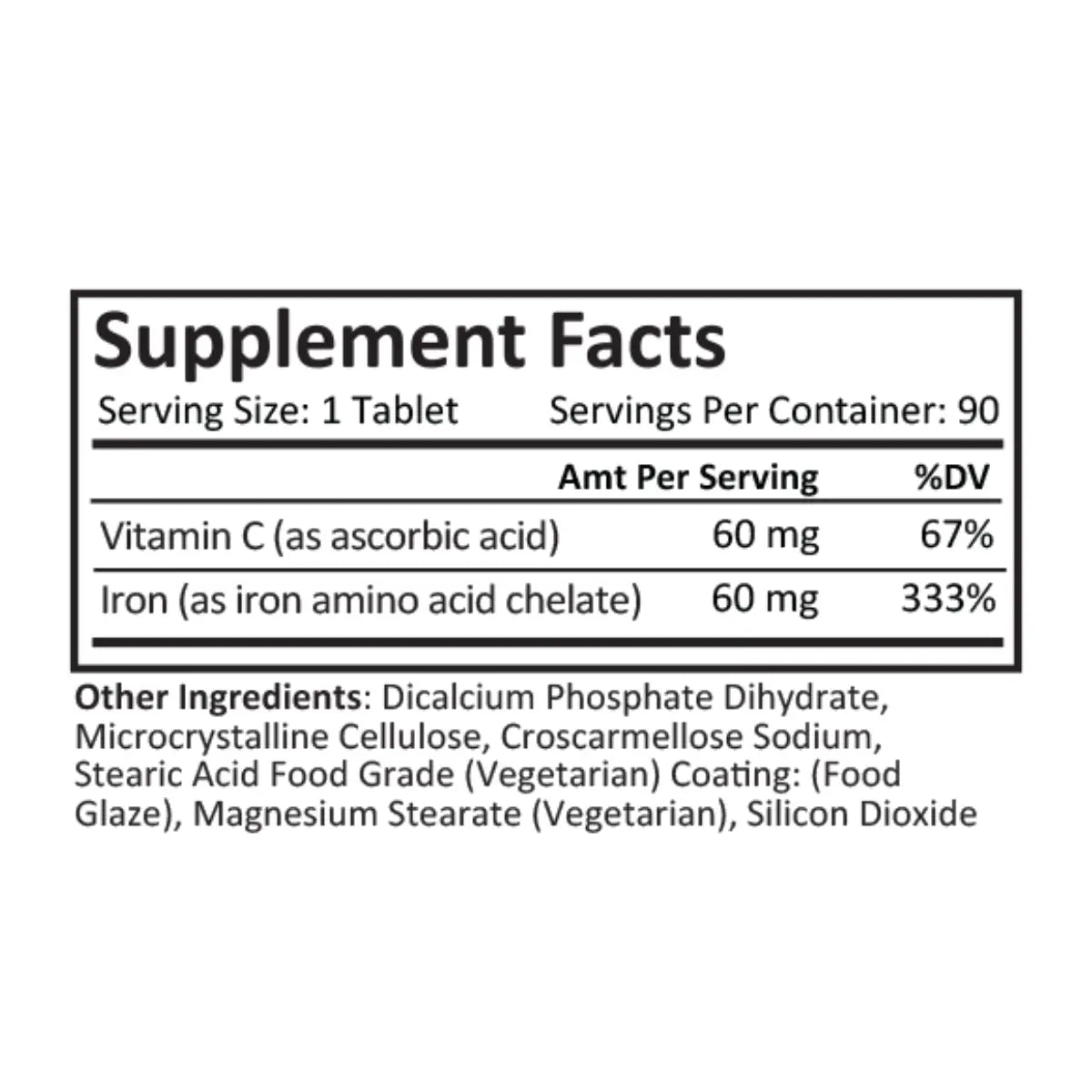 ProCare Health® Hierro 60 mg + Vitamina C 90 Tabletas - Hi Vitamins