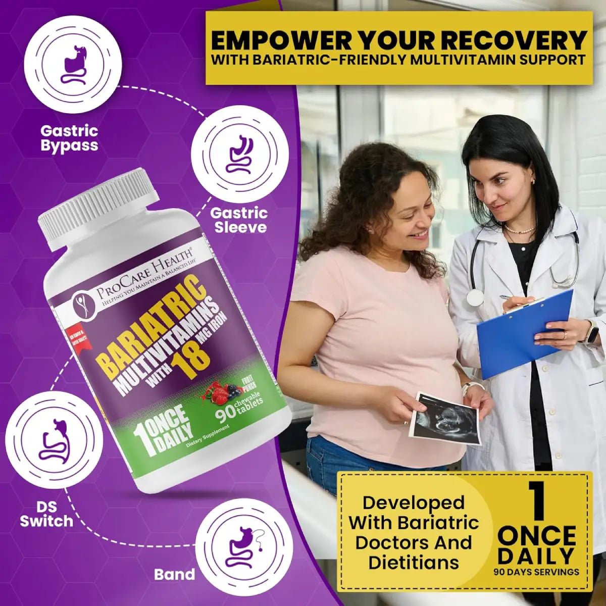 ProCare Health® Multivitamínico Bariátrico 30 Tabletas Masticables Sabor Fruit Punch - Hi Vitamins