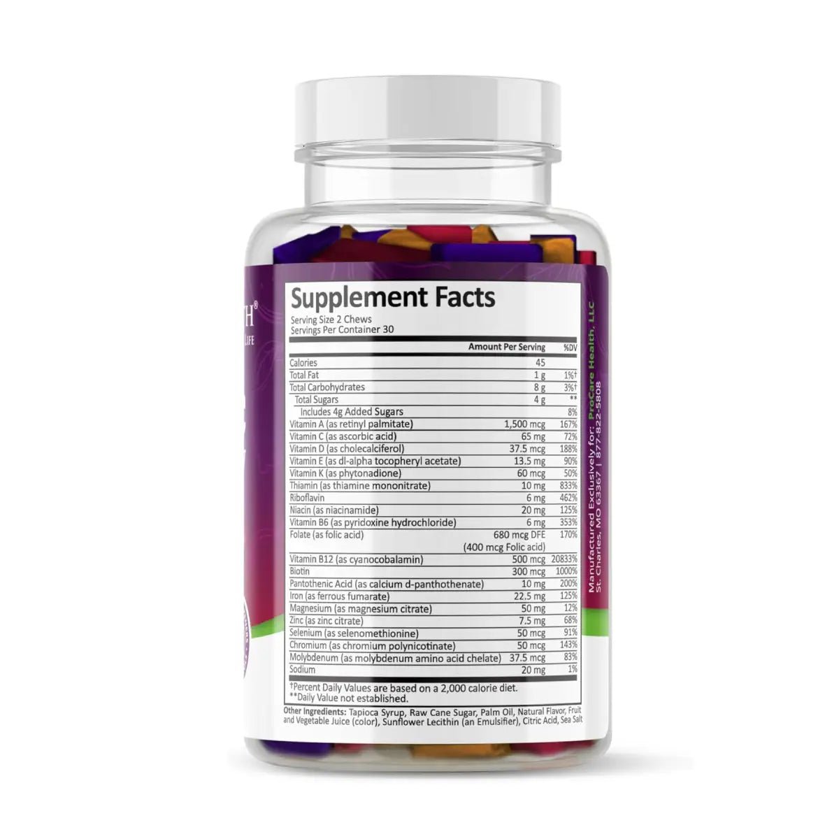 ProCare Health® Multivitamínico Bariátrico 60 Masticable Sabor Mixto con Hierro 22.5 mg - Hi Vitamins