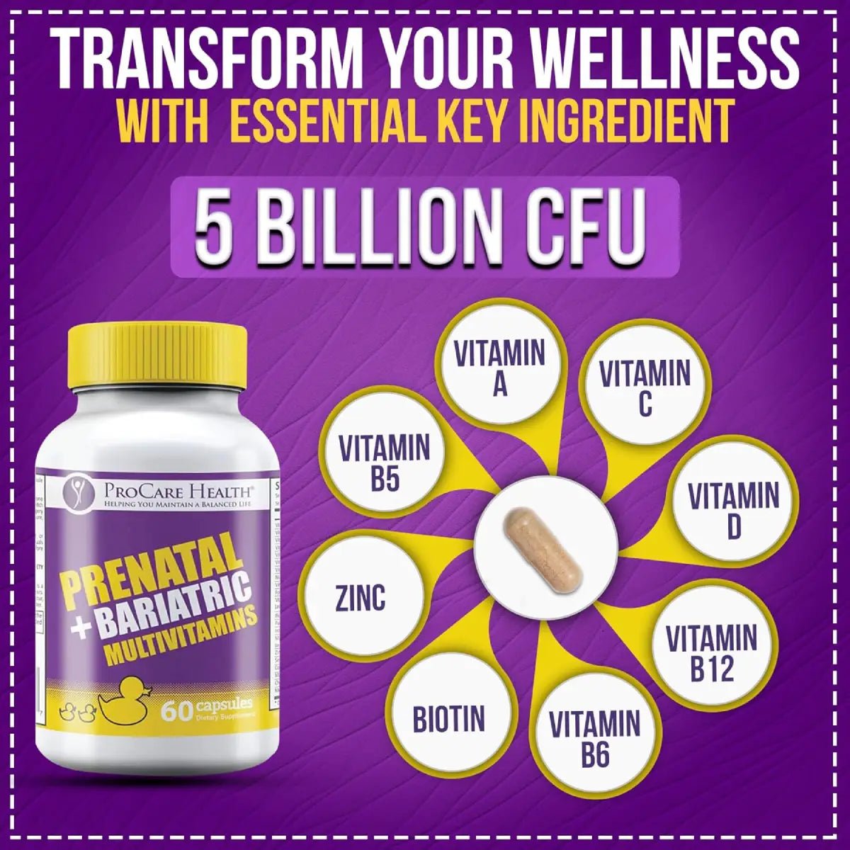 ProCare Health® Multivitamínico Bariátrico Prenatal 60 Cápsulas - Hi Vitamins