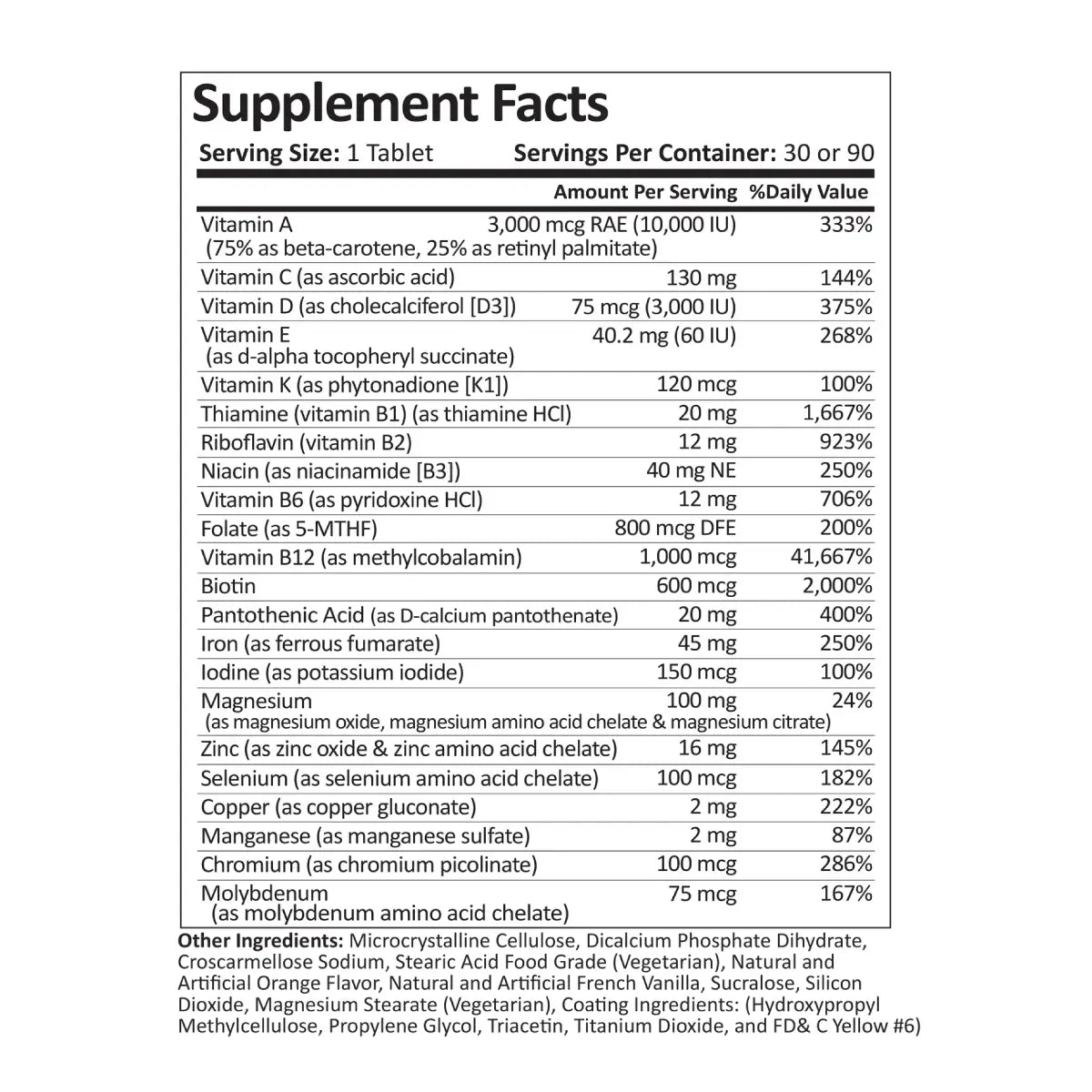 ProCare Health® Multivitamínico Bariátrico con Hierro 45 mg 30 Tabletas - Hi Vitamins