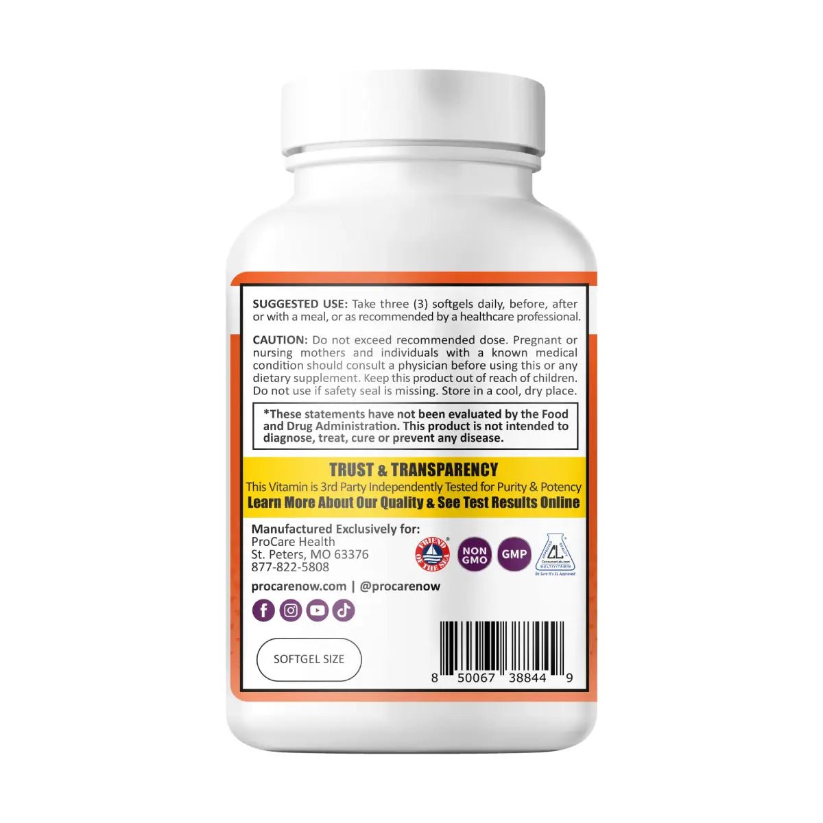 ProCare Health® Omega - 3 de Pescado 3,000 mg con EPA y DHA 120 Softgels - Hi Vitamins