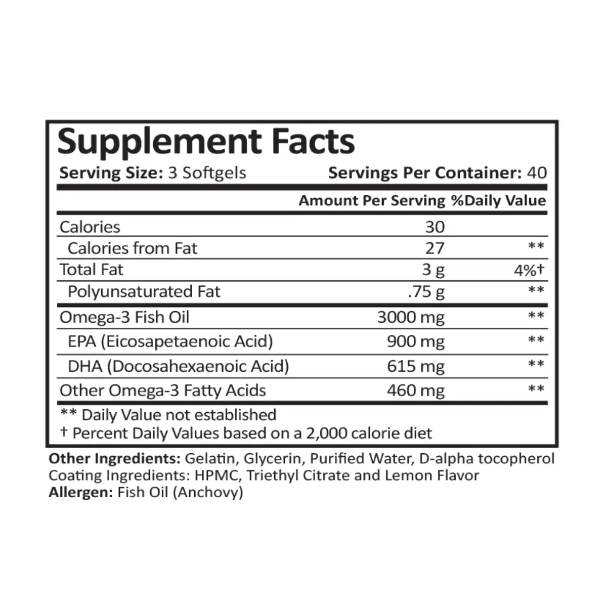 ProCare Health® Omega - 3 de Pescado 3,000 mg con EPA y DHA 120 Softgels - Hi Vitamins