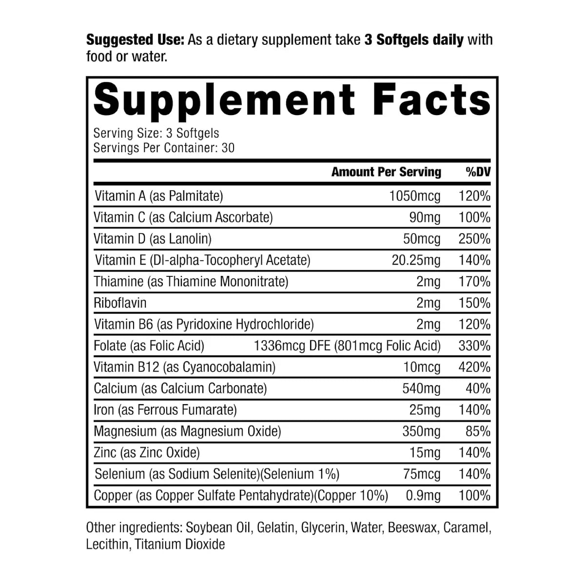 Proucro 3 - en - 1 Multivitamínico + Calcio + Vitamina D 90 Softgels - Hi Vitamins