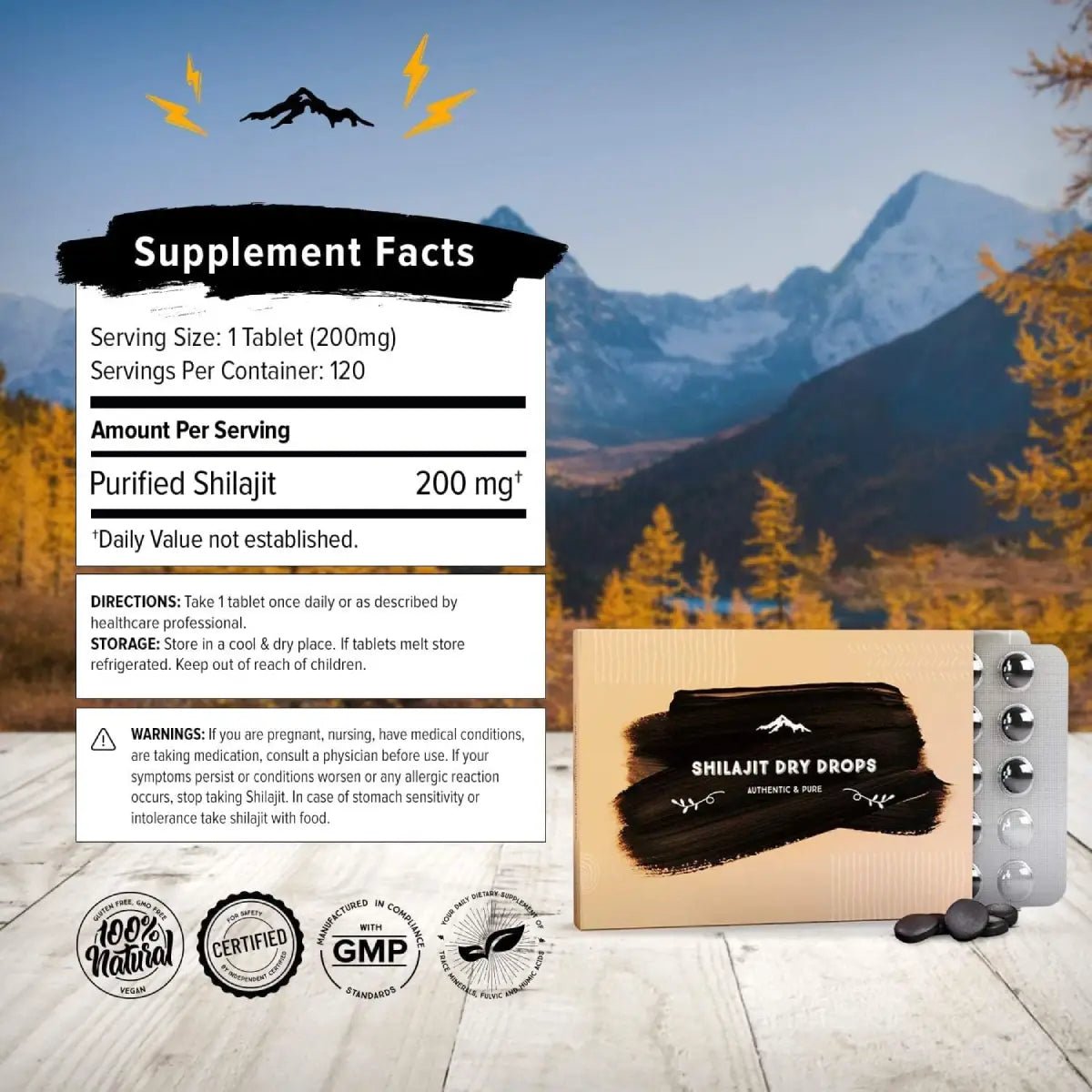Pure Himalayan® Shilajit Dry Drops | Energía Bienestar 120 Tabletas - Hi Vitamins
