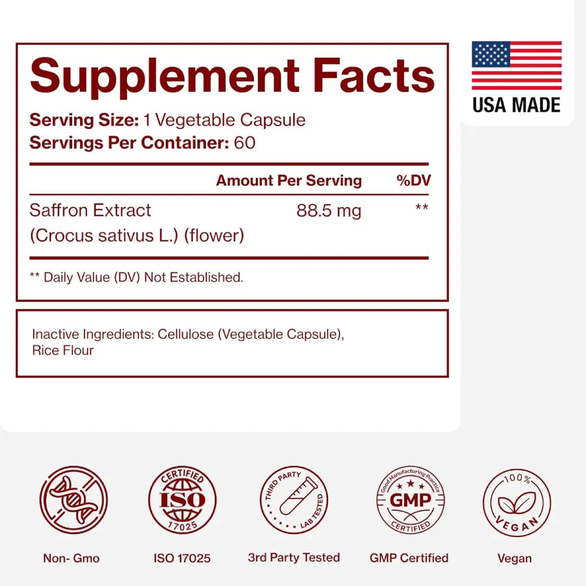 Pure Micronutrients Extracto de azafrán antioxidante 60 cápsulas - Hi Vitamins