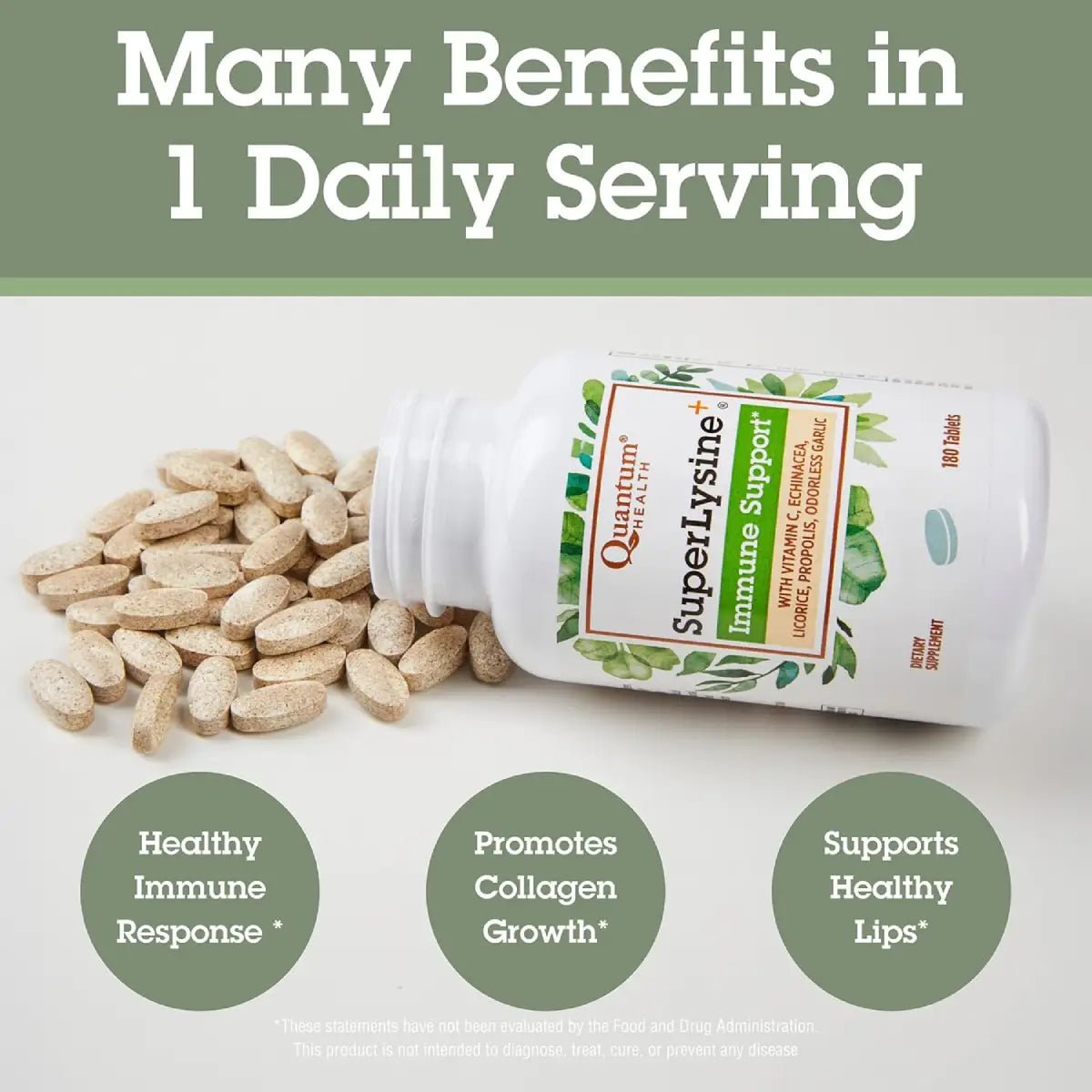 Quantum Health Lisina, Vitamina C y Equinácea 180 Tabletas - Hi Vitamins