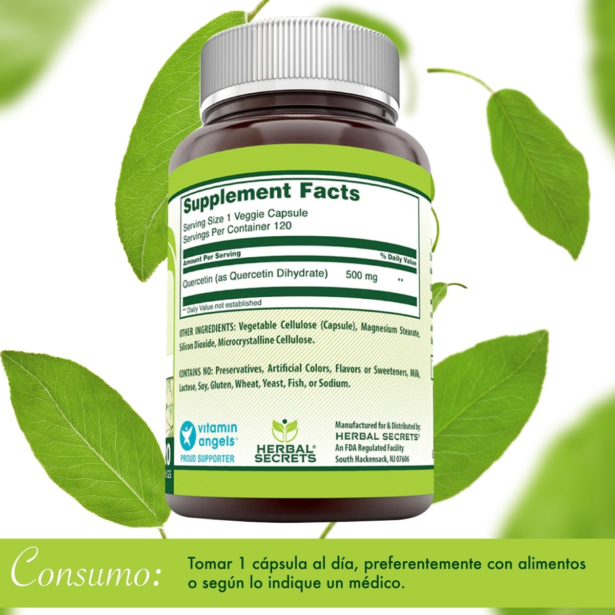 Herbal Secrets® Quercetina 500mg 120 Cápsulas - Hi Vitamins