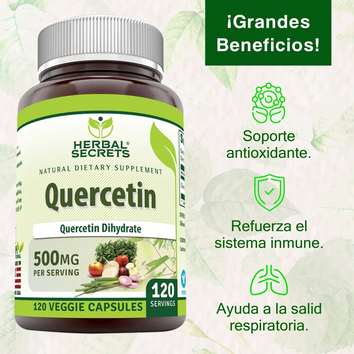 Herbal Secrets® Quercetina 500mg 120 Cápsulas - Hi Vitamins