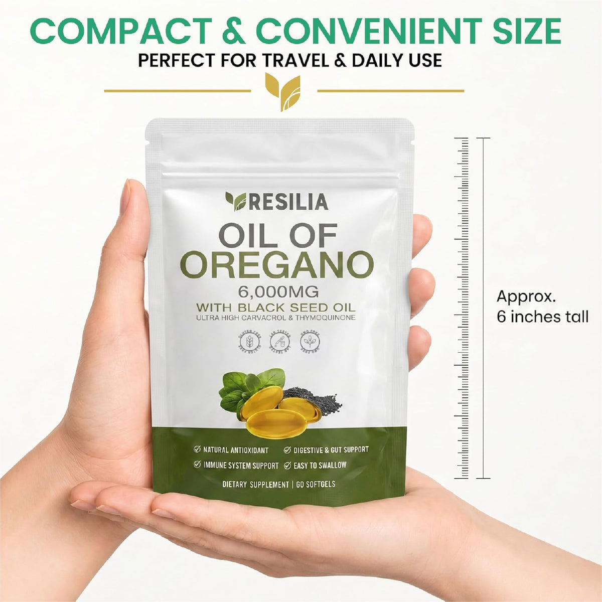 Resilia Aceite de Orégano y Semilla Negra 60 Cápsulas Blandas Apoyo Inmunológico y Salud Digestiva