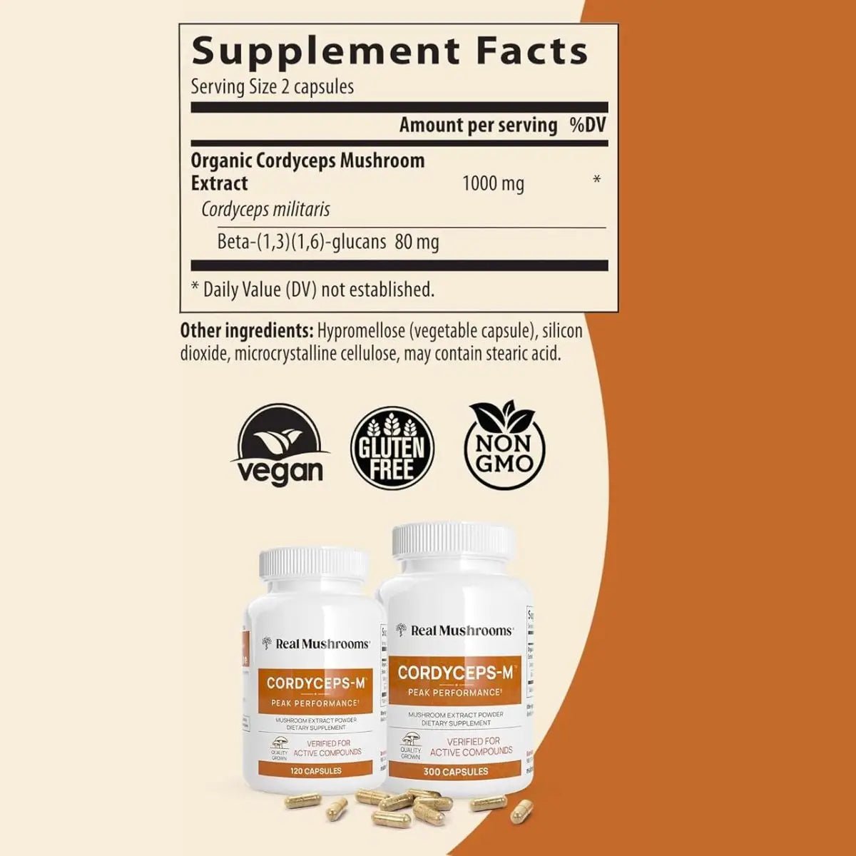 Real Mushrooms Cordyceps - M 500 Mg 120 Cápsulas - Hi Vitamins