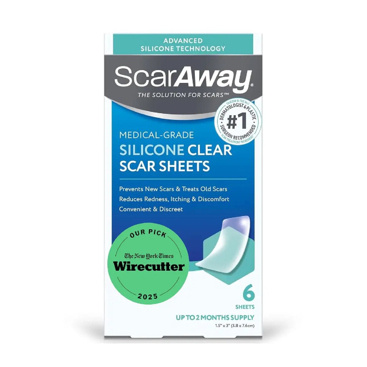 ScarAway Láminas de Silicona Transparente para Cicatrices 6 unidades - Hi Vitamins