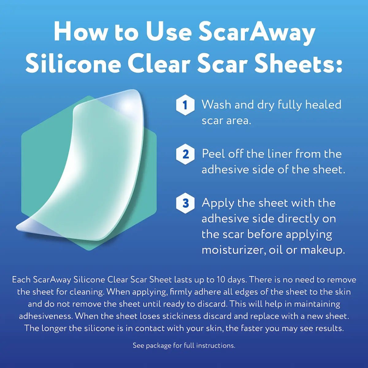 ScarAway Láminas de Silicona Transparente para Cicatrices 6 unidades - Hi Vitamins