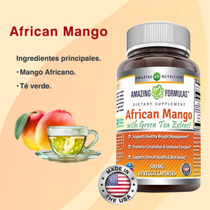 AMAZING NUTRITION AFRICAN MANGO WITH GREEN TEA EXTRACT 500 MG 60 CAPSULES