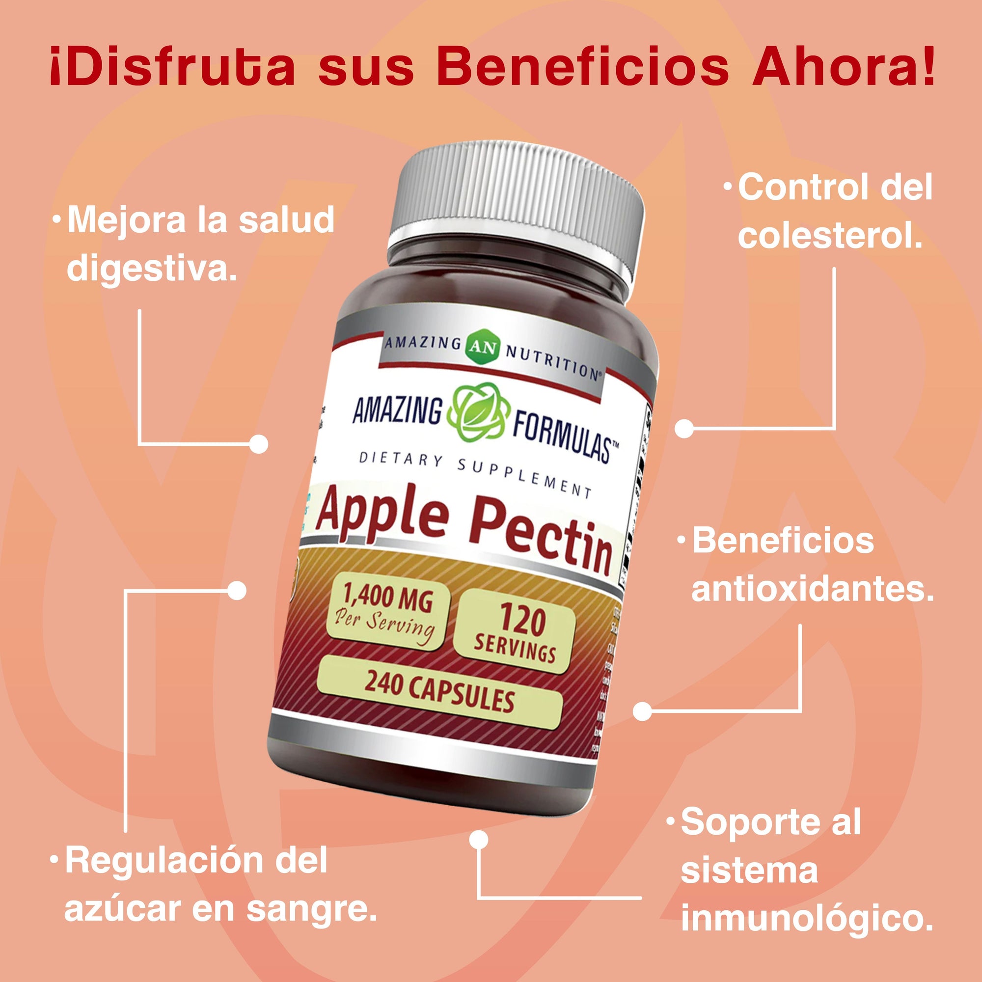 Amazing Nutrition Apple Pectin 1400 Mg 120 Capsules