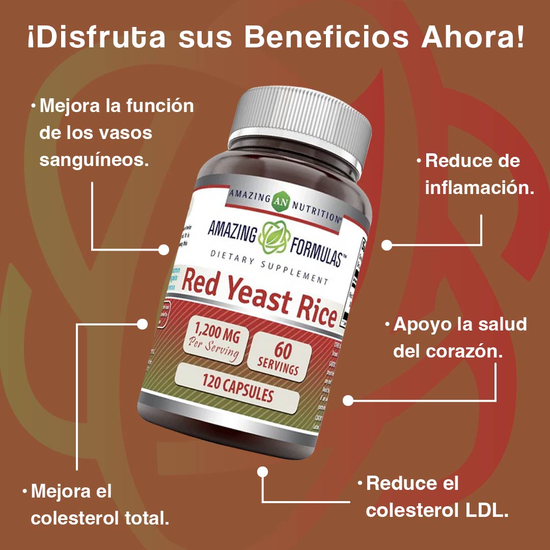Amazing Nutrition Red Yeast Rice 1200mg 120 Cápsulas - Hi Vitamins