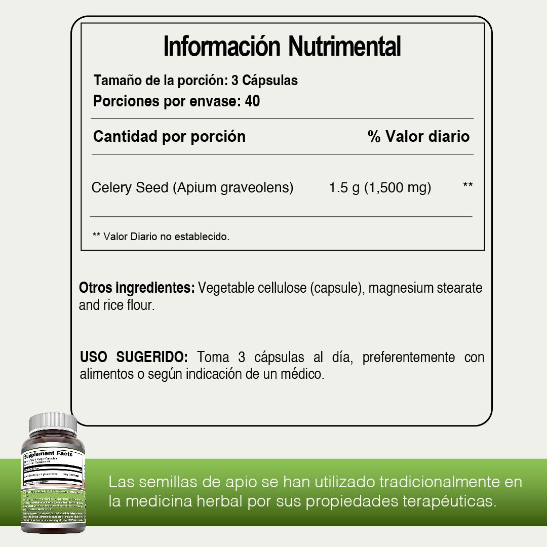 Amazing Formulas Semillas de Apio 1500mg 120 Cápsulas - Hi Vitamins